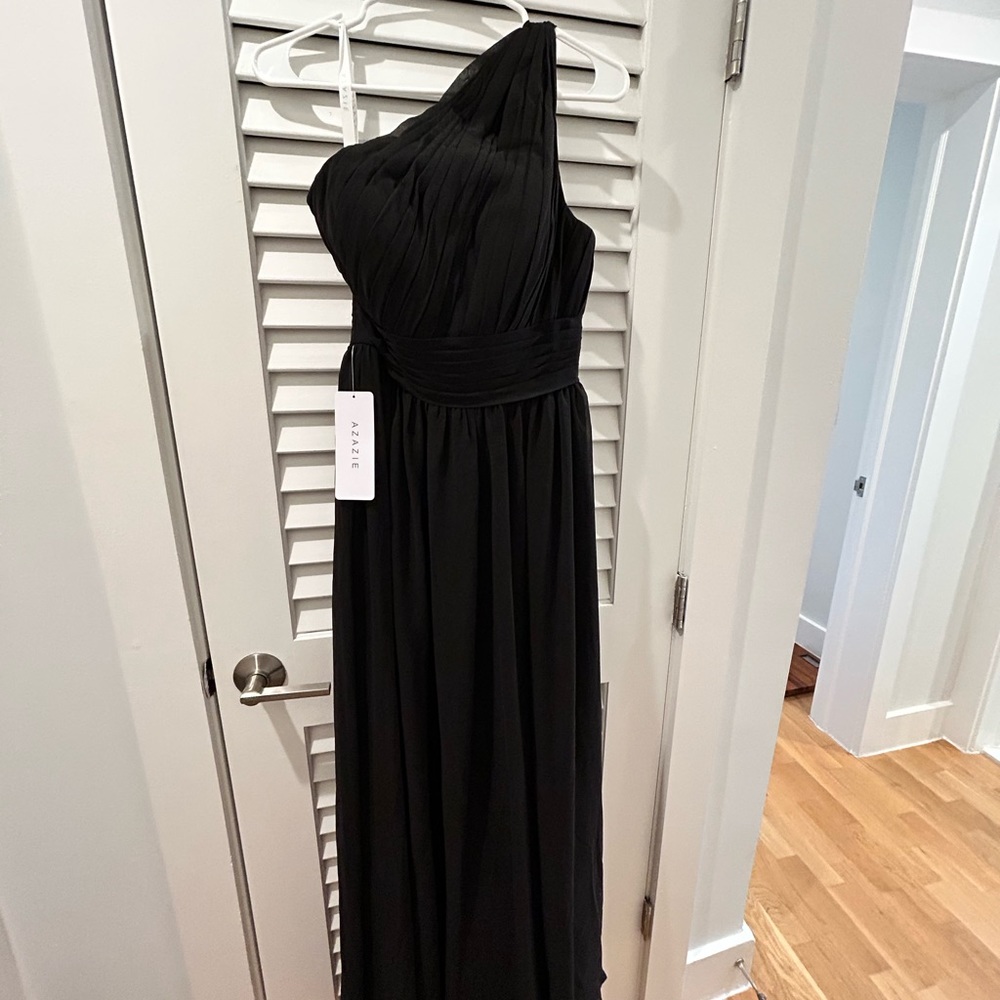Azazie black chiffon Molly dress NWT size 4